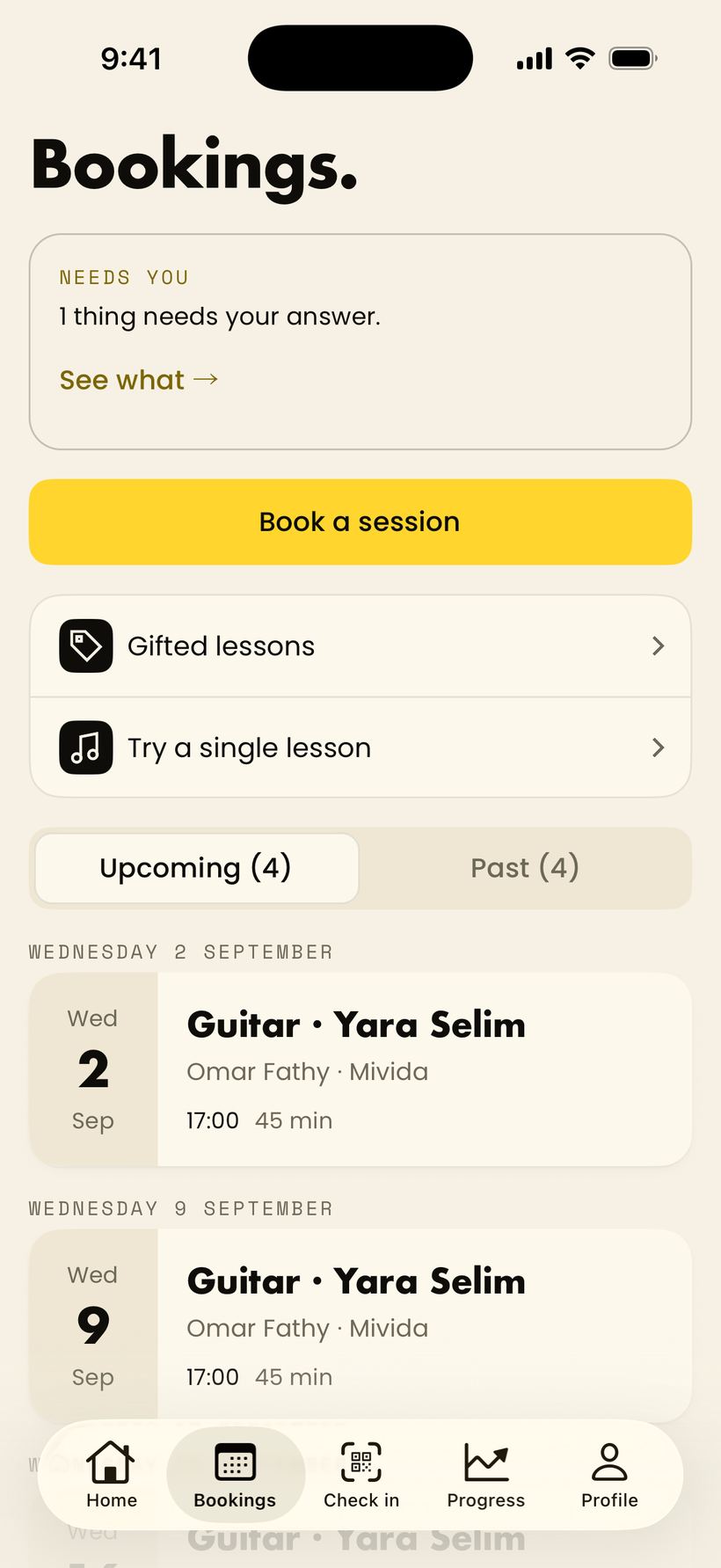 Bookings in Futura Bold
