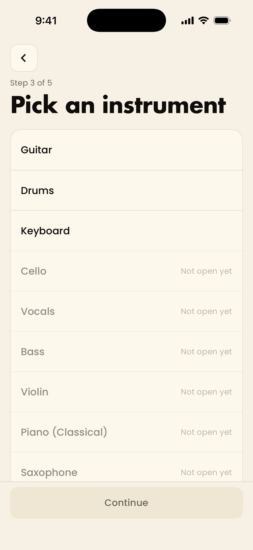 Pick an instrument in Futura Bold