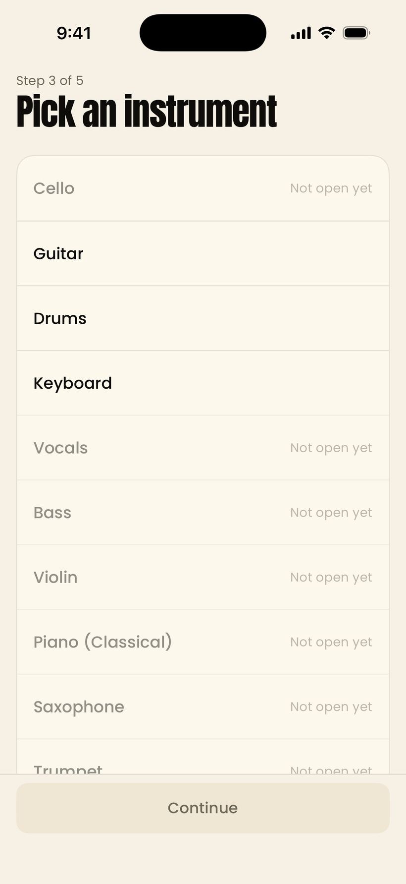 Pick an instrument in Anton